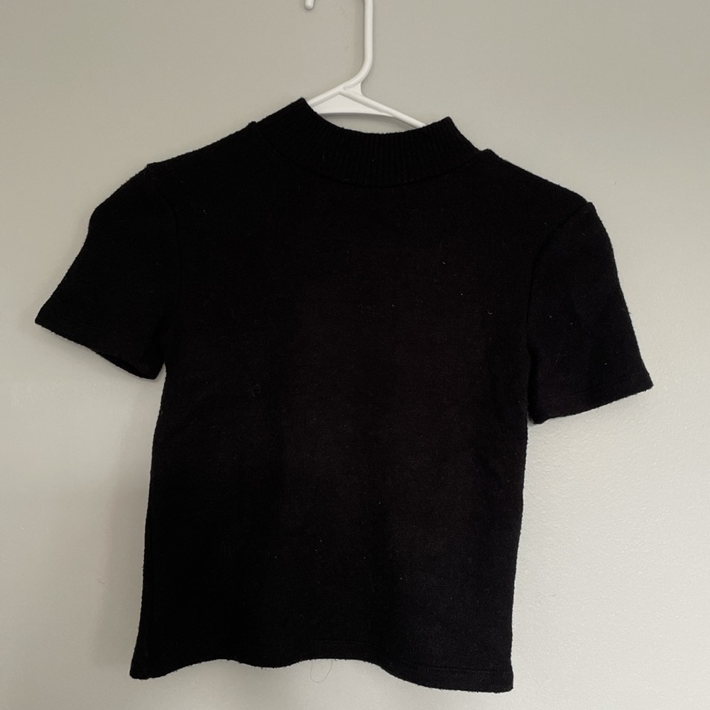 Zara mock neck knit short sleeve